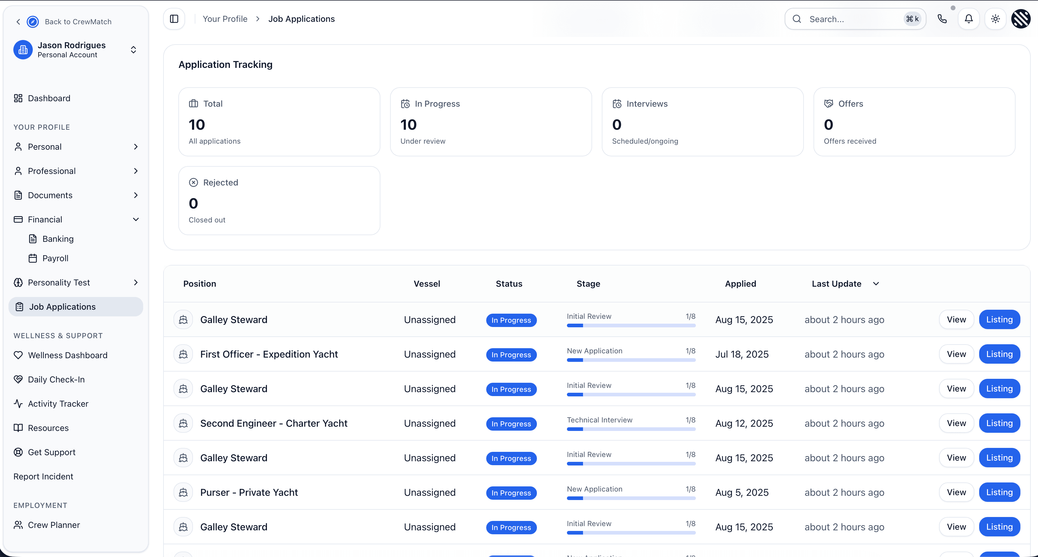 Application Tracking